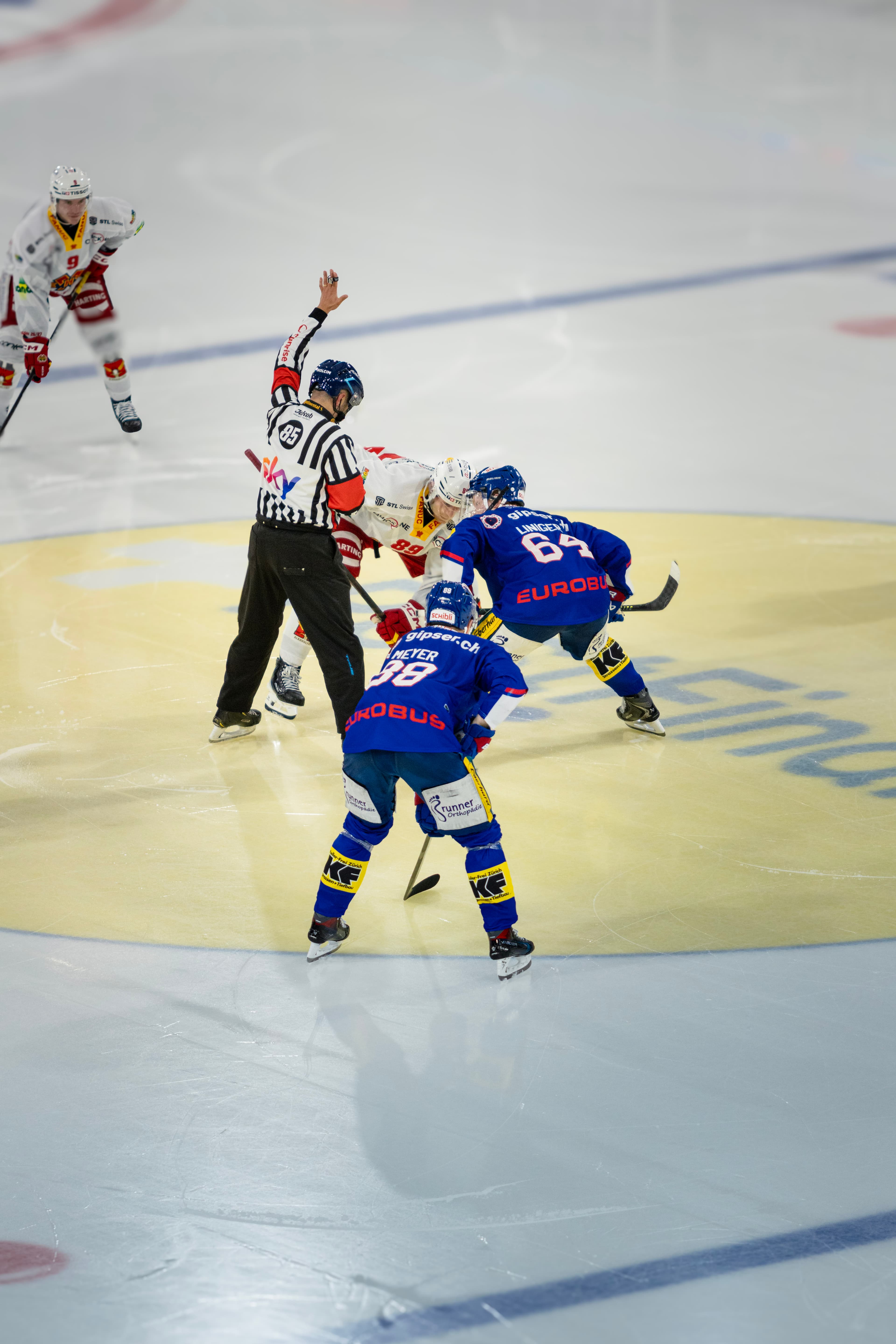 Bully mit Schiedsrichter-Handzeichen, Kloten gegen Biel